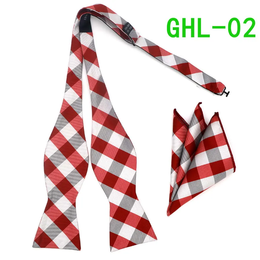 GHL 02 GHL1-20 шелковый галстук-бабочка, деловой галстук-бабочка, Мужской винтажный галстук-бабочка в полоску с узором пейсли, в горошек, Свадебный галстук-бабочка, карманный квадратный платок, набор - Цвет: GHL 02