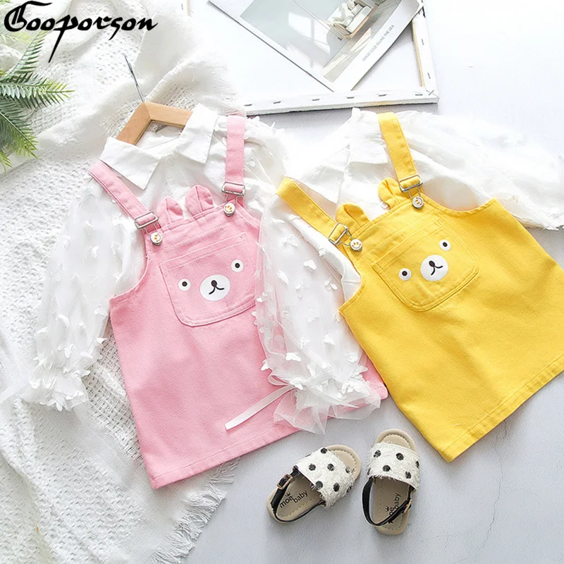 Gooporson/осенняя одежда комплект одежды для маленьких девочек жаккардовая блуза с