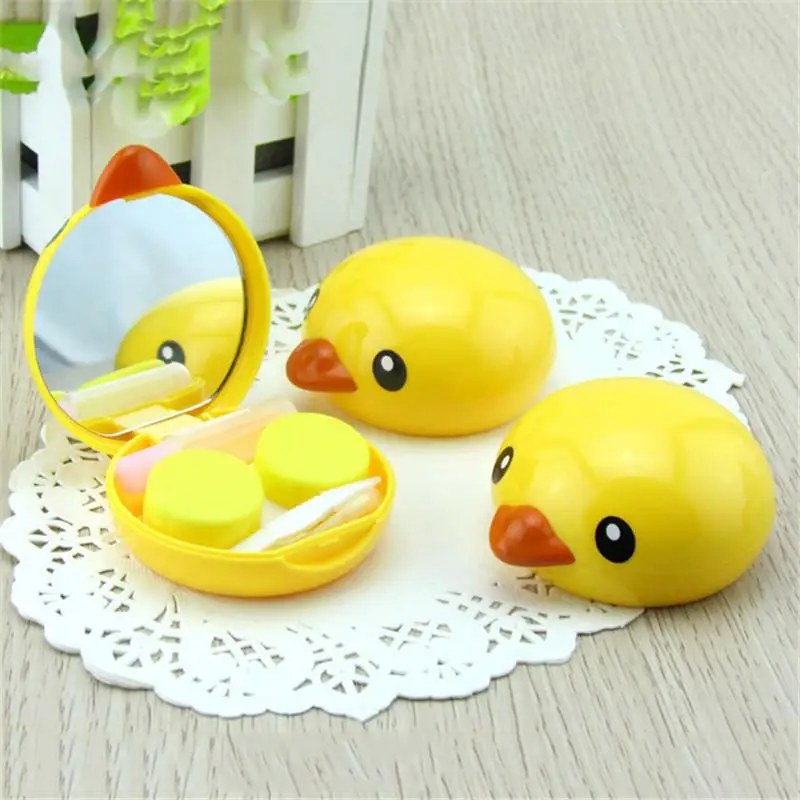 1 компл. Желтая утка контактные линзы фоточехол с зеркалом Пинцет Красивая