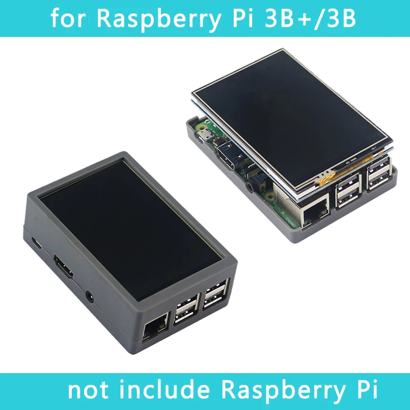 Raspberry Pi 3 Model B + 5 дюймовый сенсорный экран 480*320 TFT LCD ABS Чехол черный серый корпус