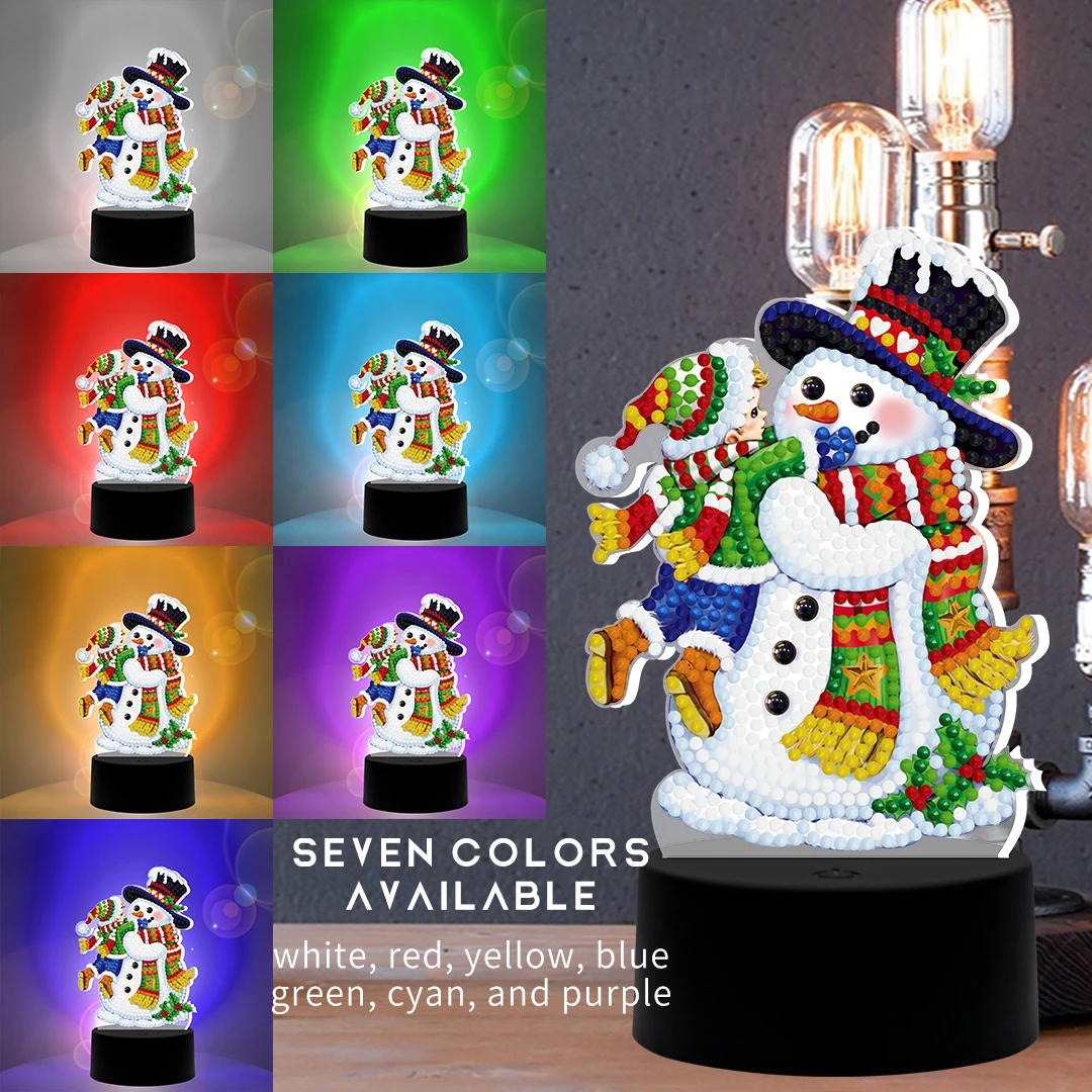 

DIY 7 Colors Led Light Pad Diamond Painting Acrylic Pad Christmas Snowman Diamond Mosaic Home Decor Rhinestone Night Light Lamp
