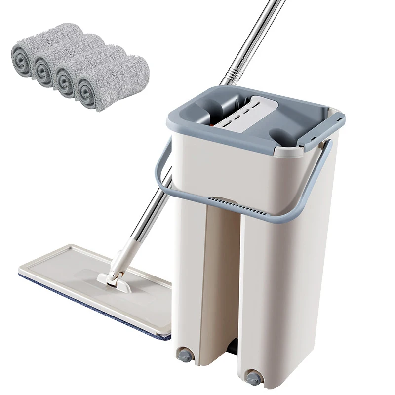 

Squeeze Mop Floor Flat With Bucket For Washing Floors Hand Free Wringing Microfiber Self Cleaning Mop Squeeze Floor Mop