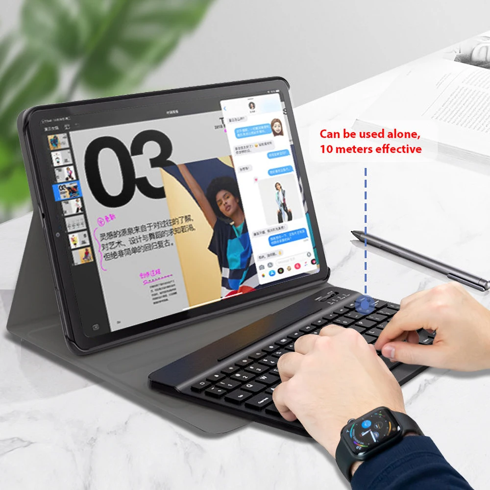 Клавиатура для Samsung Galaxy Tab A 8 4 дюйма 2020 дюймов Bluetooth клавиатура с подсветкой и