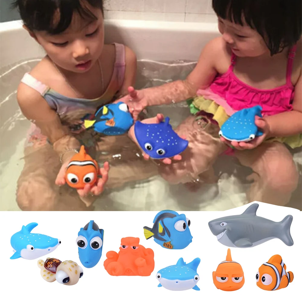 Baby Bath Toys Finding Nemo Spray Water Squeeze Toys Soft Rubber Kids Bathroom Play Animals Bathtub Fishing Swimming Pool Toy