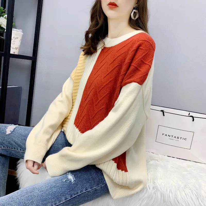 

2019 Female Pullovers Long Sleeve Plaid Casual Ladies Sweaters Winter Sweater Fashion Women Spring Autumn Pullover