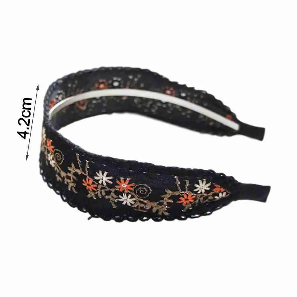 

Ethnic Style Headband Embroidered Lace Headband Hair Wide Women Girls Fabric Fashion 4.2cm Floral 2021Summer New Accessorie E6P3