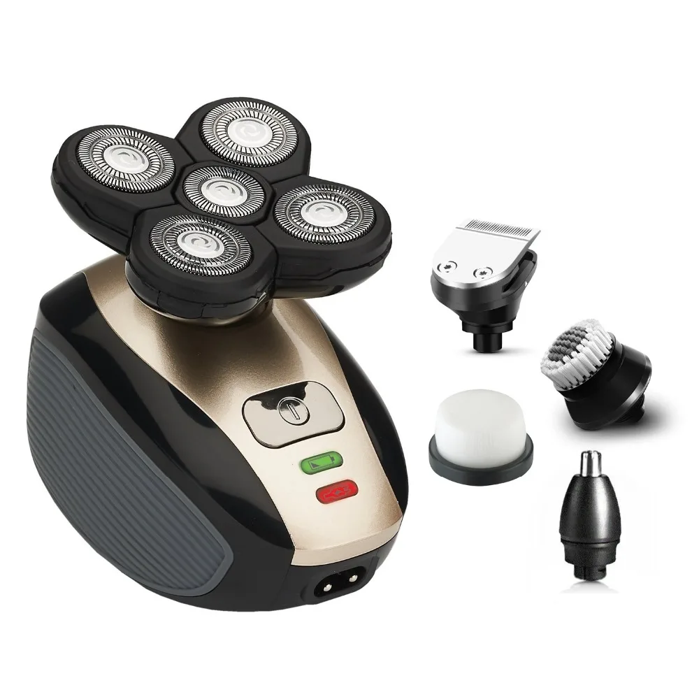 

5in1 Men's grooming set electric shaver wet dry electric razor rechargeable bald head shaving machine neck face brush rotate