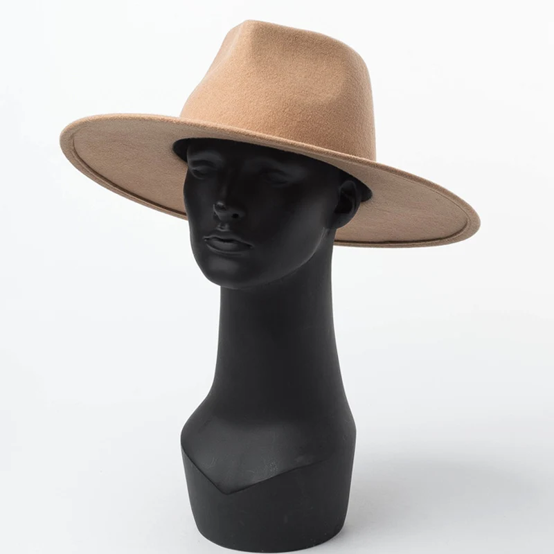 

Classical Wide Brim Porkpie Fedora Hat Camel Black 100% Wool Hats Men Women Crushable Winter Hat Derby Wedding Church Jazz Hats