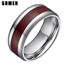 Мужское обручальное кольцо Somen 8 мм из титана с инкрустацией из натуральной древесины, модное обручальное кольцо с деревянным покрытием для мужчин, американские размеры 5 - 14