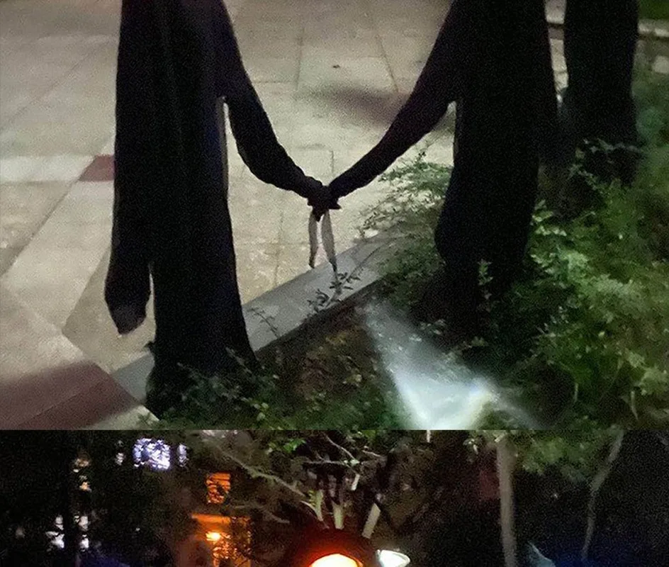 

Halloween Decoration Sound Control Induction Light Emitting Sound 3 People Holding Hands Witch Haunted House Decoration Props