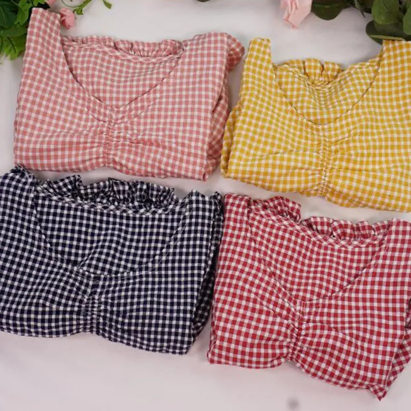 

New Women Summer Blouse V Neck Plaid Blouse Shirts Women Tops Short Sleeve Blouse Ladies Casual Tops for Women