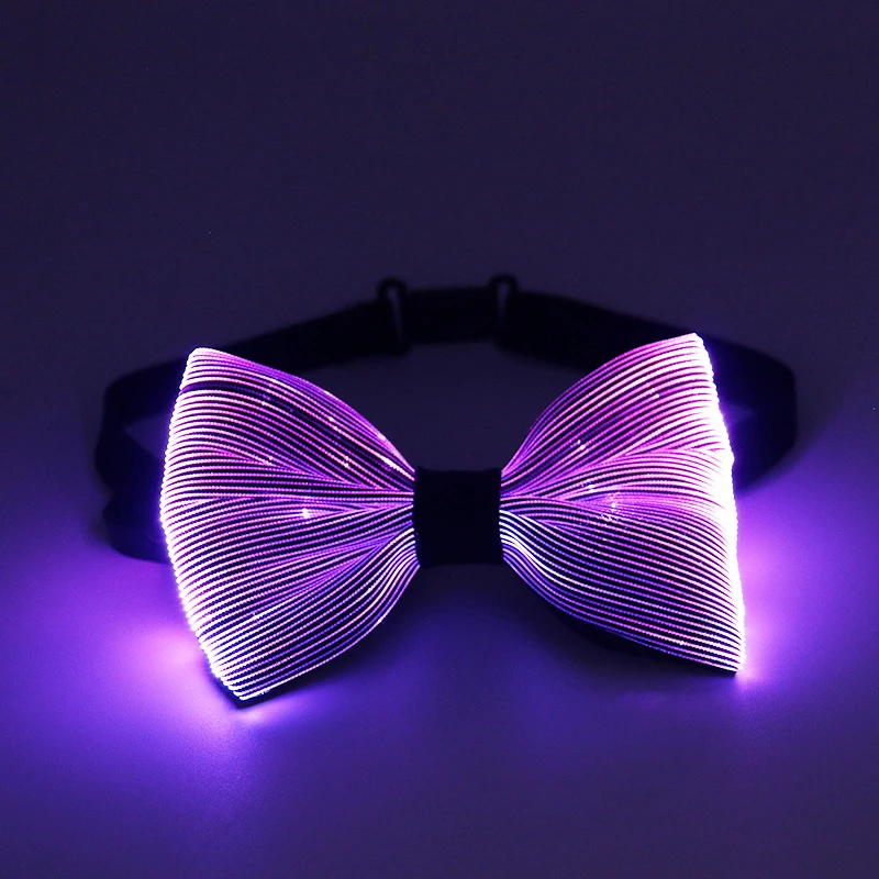 Pajarita con luz LED para hombre, pajarita brillante, lazo luminoso para fiesta, Club, boda, Navidad, Rave, m&uacute;sica, baile de graduaci&oacute;n-0