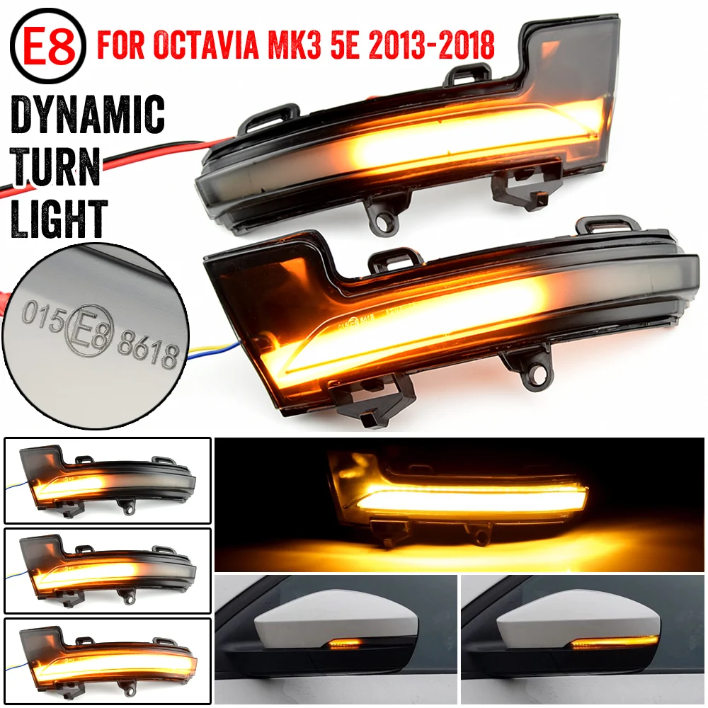 

2 Pcs For Skoda Octavia Mk3 A7 5E 2013 -2019 Years Side Wing Rearview Mirror Dynamic Sequence Indicator LED Turn Signal Light