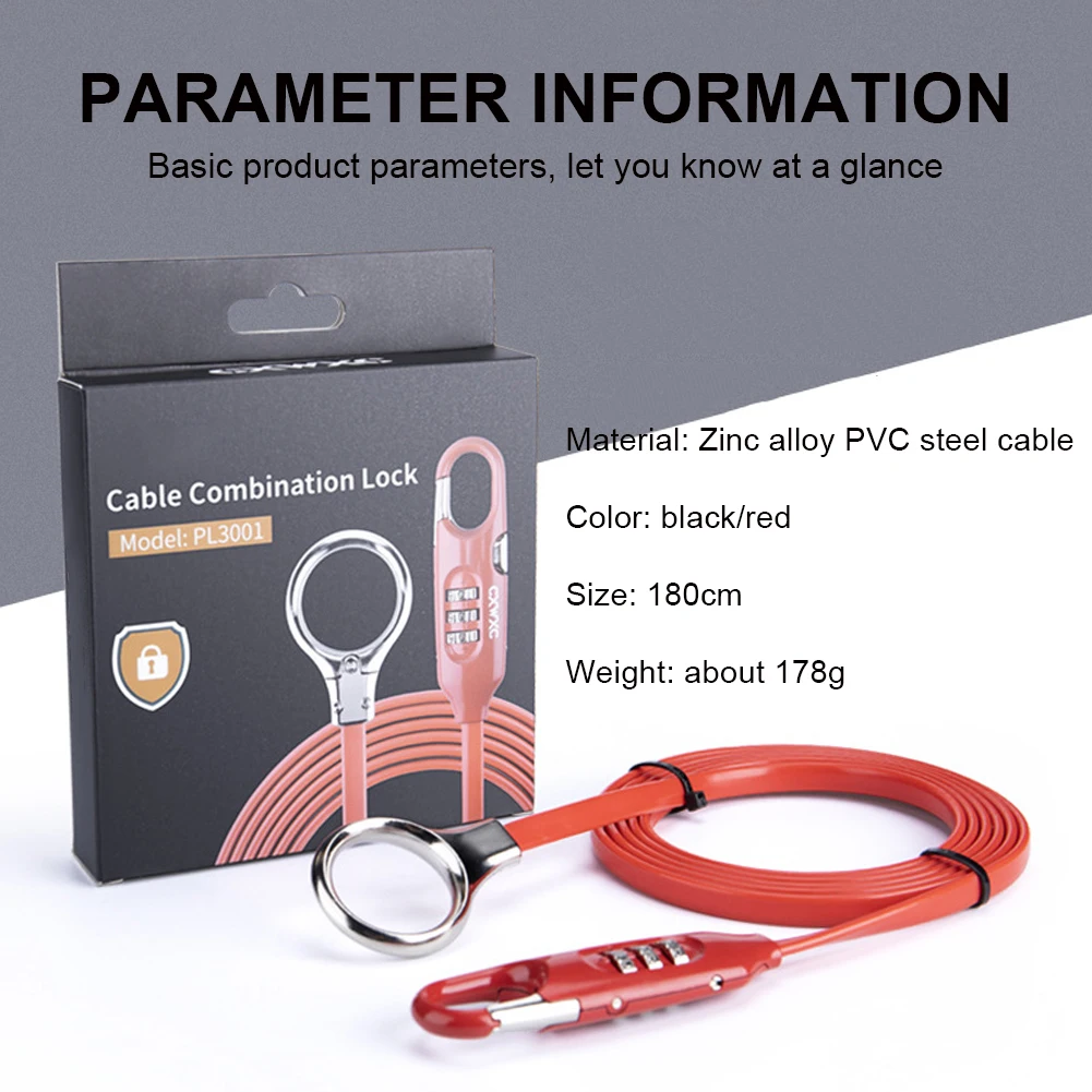 3 цифр Велосипедные замки Комбинации замок с 180 см Стальная проволока