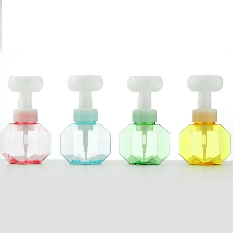 

300ml Liquid Soap Dispenser Soap Bottle Flower Shape Foam Foaming Pump Plastic Empty Clear Bottle Shower Gel Foam Pump Bottle