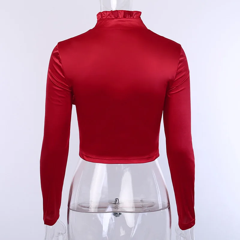 Женский укороченный топ с длинными рукавами и рисунком двойной клубники