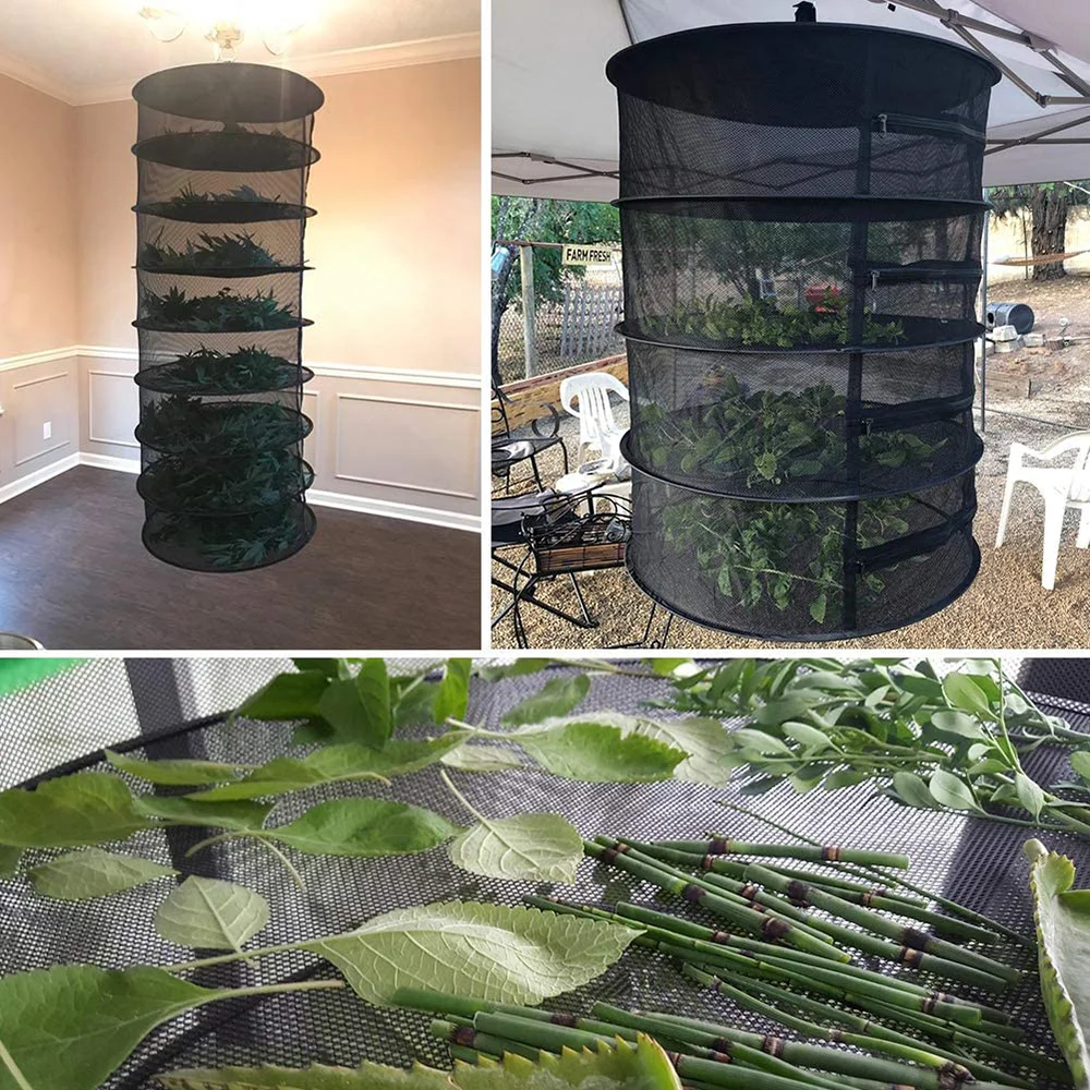 

Layers Drying Net Hanging Basket Folding For Rack Herb Dry Net Opening Shape Dryer Bag Mesh Buds Plants Organizer 600mm Diameter