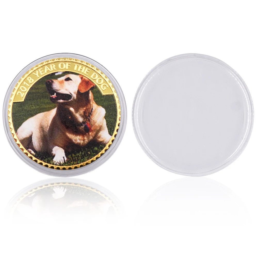 Лабрадор 24k позолоченная памятная металлическая монета 2018 год собаки подарочные