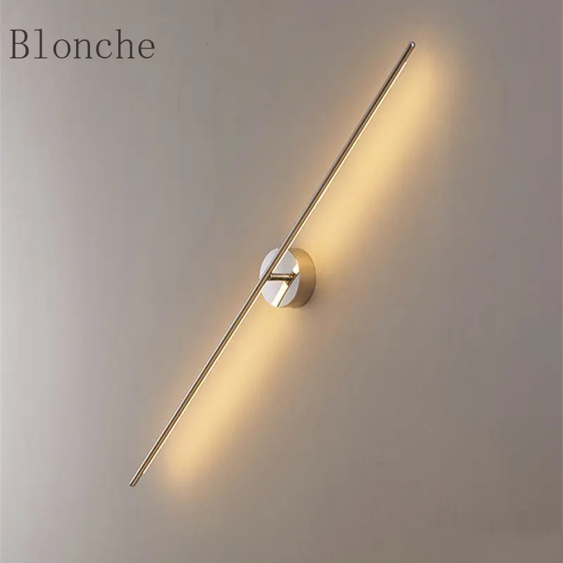 Luxury Golden Geometric Line Wall Lamp 60/70/100cm Wall Light  Living Room Bedroom Bedside Mirror Lamp Hotel Aisle Wall Sconce