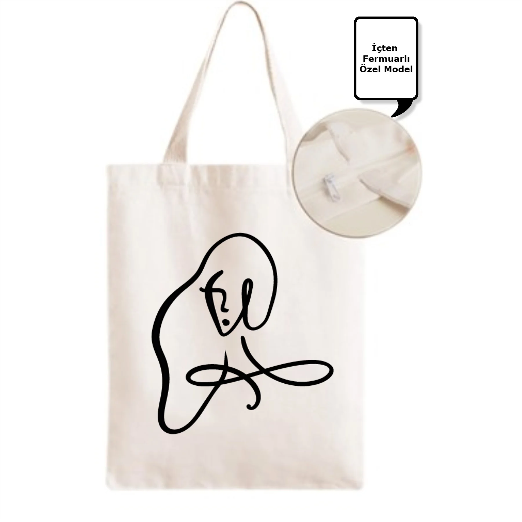 

Charcoal Abstract Face Themed Zipper Cloth Bag-2