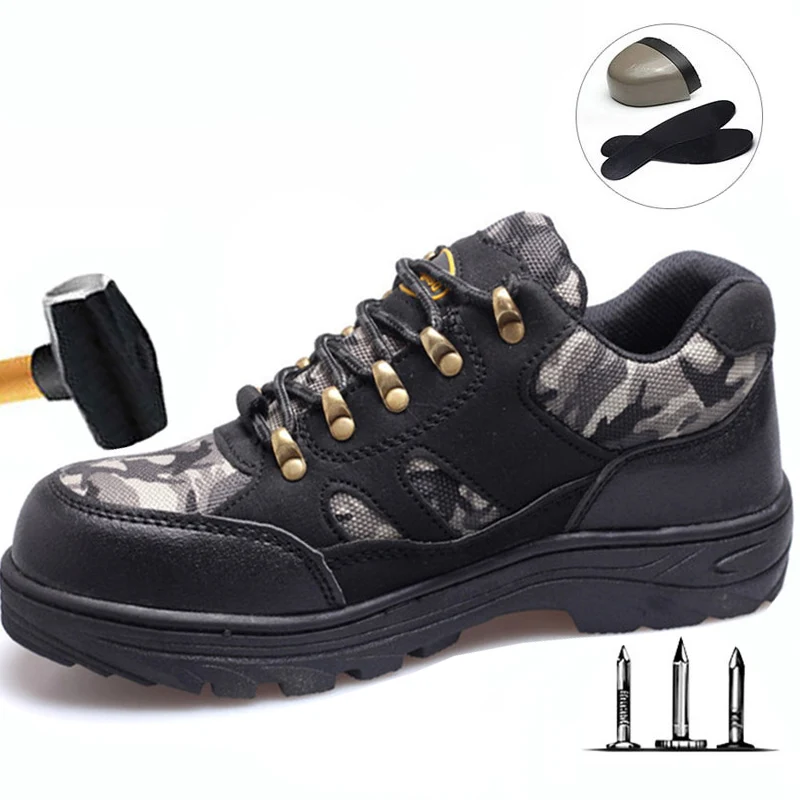 

Labor Insurance Shoes Men Smash-Proof Stab Climbing Protective Shoes Anti-Slip Anti-Slip Camouflage Outdoor Safety Shoes Men