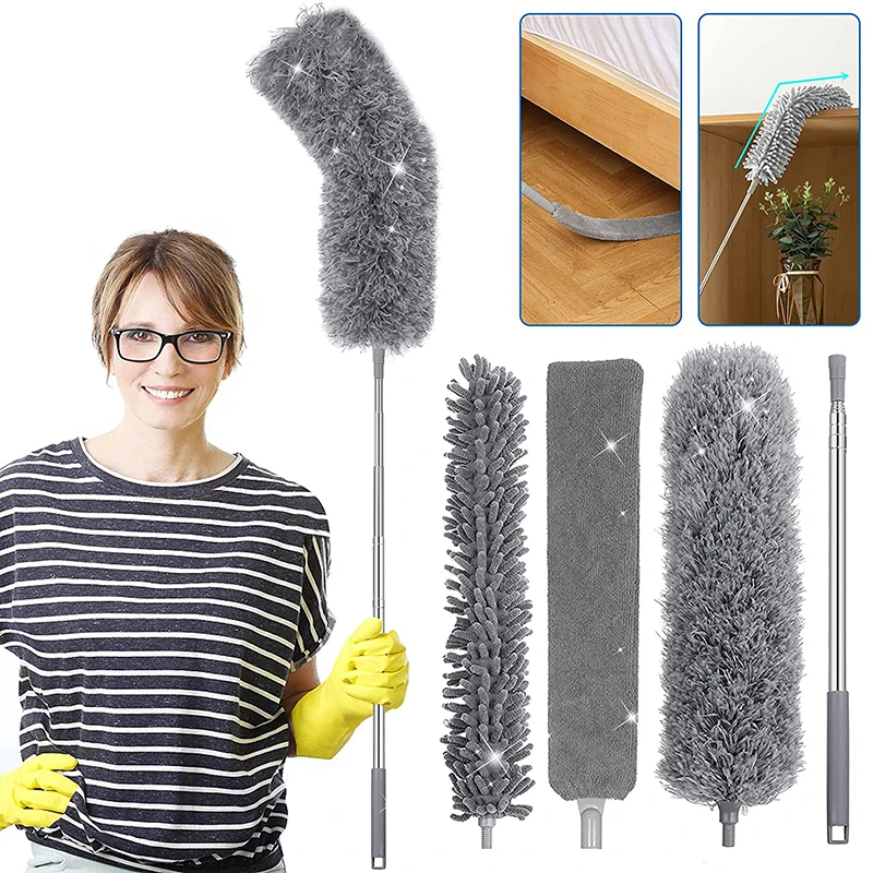 

Microfiber Duster Kit 100in with Reusable Bendable Fiber Dusters and Gap Dust Brush with Extension Pole Clean Tools Accessories