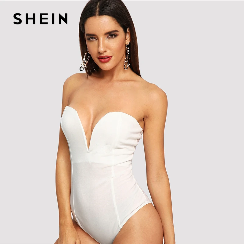 SHEIN Модное Боди Сексуальное Боди Без Рукавов Вечернее Боди