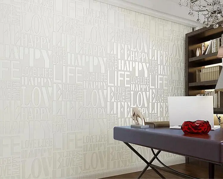 Beibehang papel де parede 3D коричневый/серый/розовый/бежевый/белый флок слова текстурированные буквы обои с тиснением покрытия стен