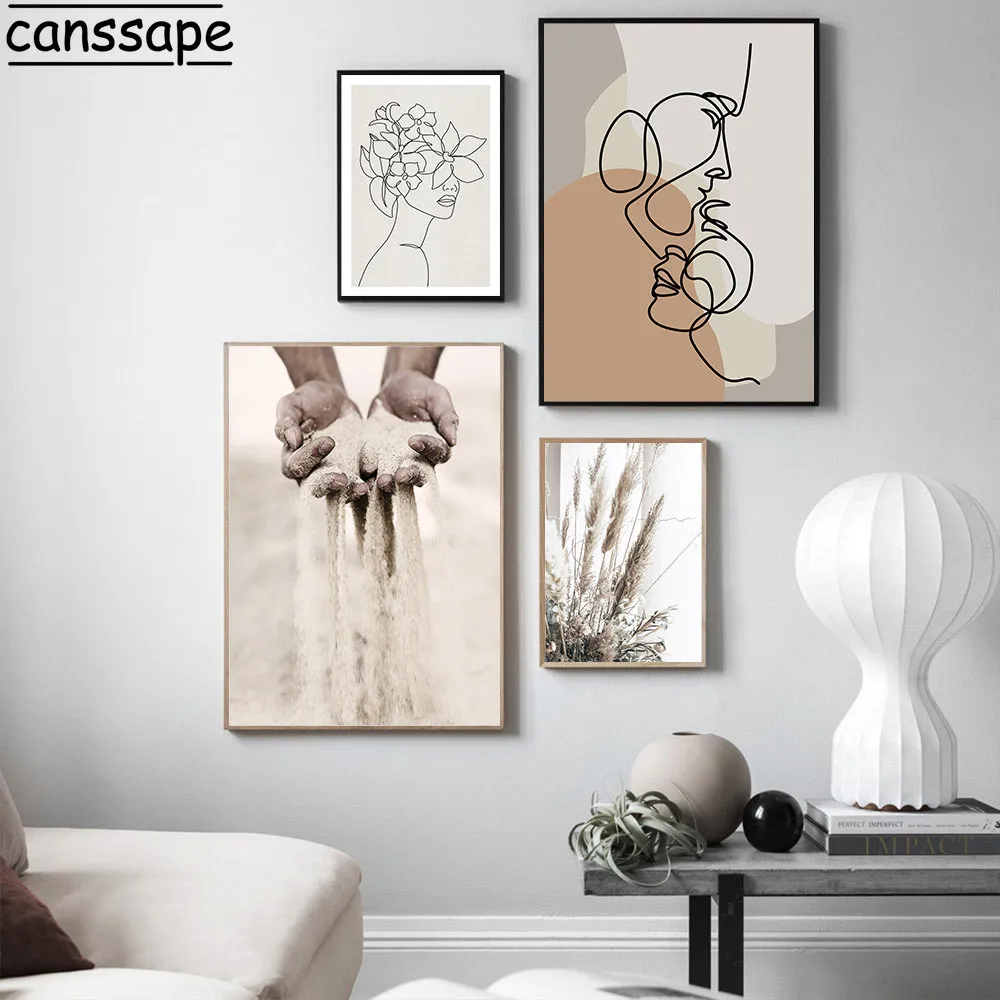 Абстрактная девушка пара Холст художественный плакат с песком пейзаж плакаты и