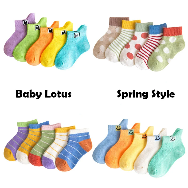 Детские Носки с рисунком лотоса Новинка 5 пар в лоте сезон весна лето
