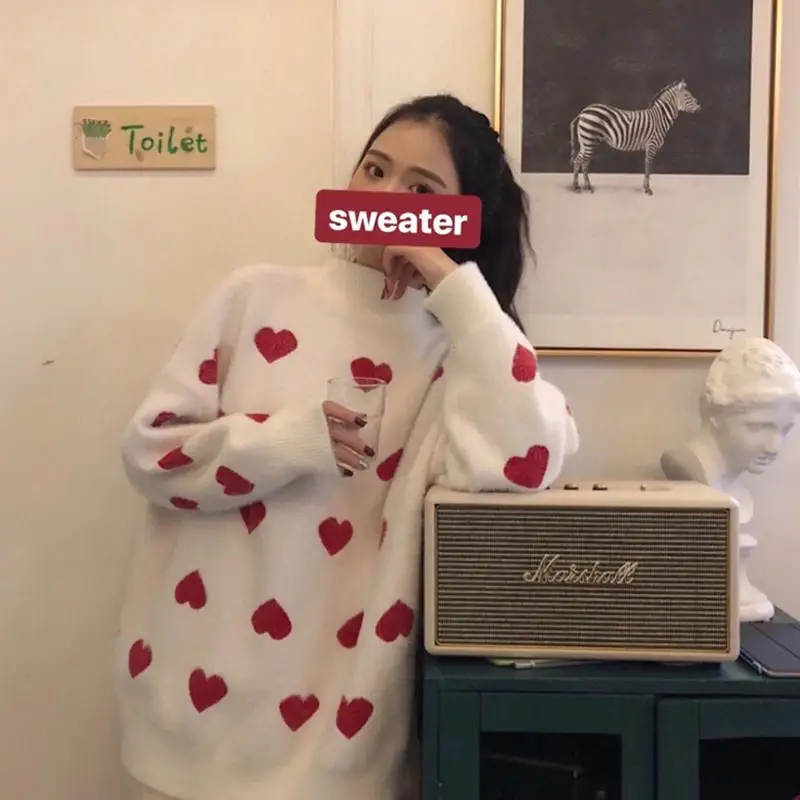 Зимний вязаный свитер ZITY с высоким воротником в Корейском стиле Женский Теплый