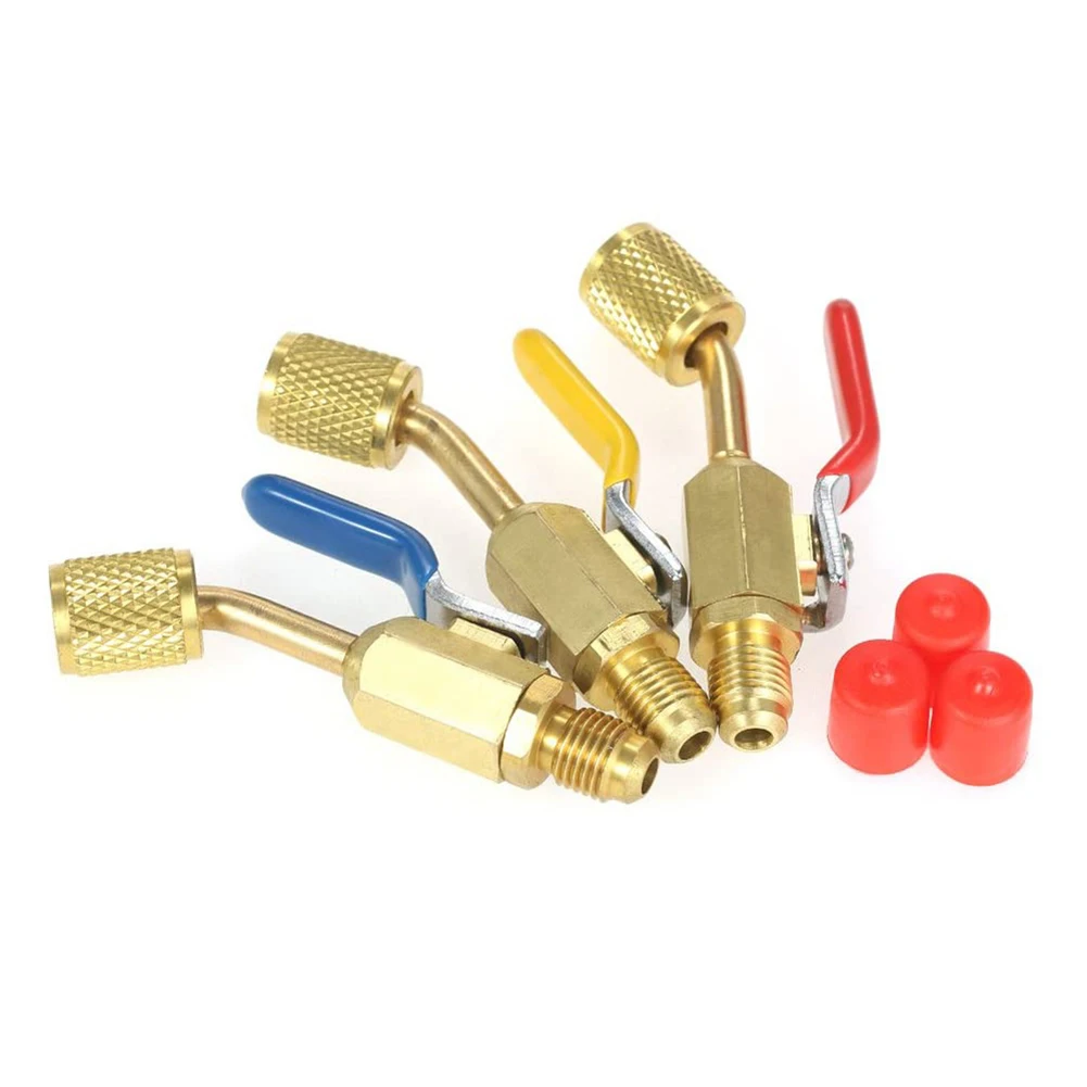 

6 Pieces Air Conditioning Refrigerant Angled Compact Ball Valve 1/4 Inch for R410A R134A R12 R22 AC HVAC and R12 R22 to R134A