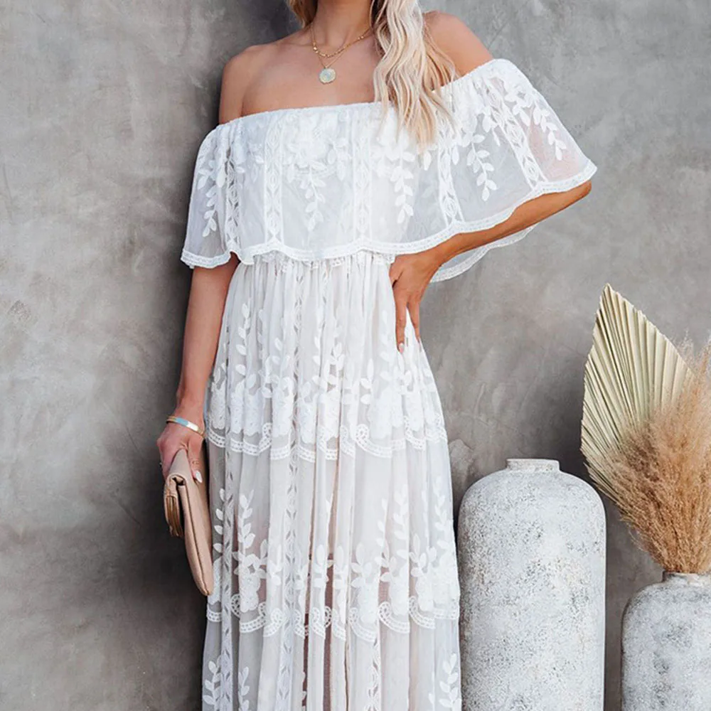 

Summer 2021 Women Temperament Commute Long Solid Color Summer Dress Fashion Simplicity High Waist One Shoulder