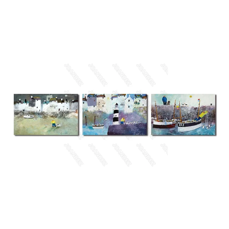

landscape Decoration Animation Sailing Poster landscape Nordic Style Canvas Background Living Room Wall Wallpaper Triple