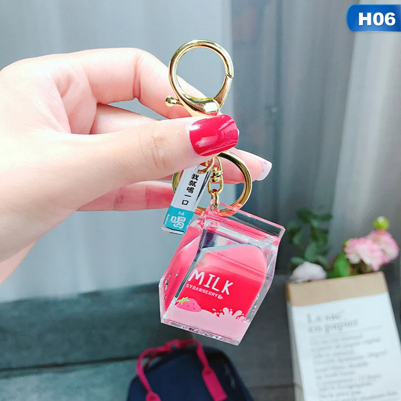 

Cartoon Cow Milk Acrylic Keychain Key Ring Car Bag Pendant Key Chains for Women Jewelry Gifts