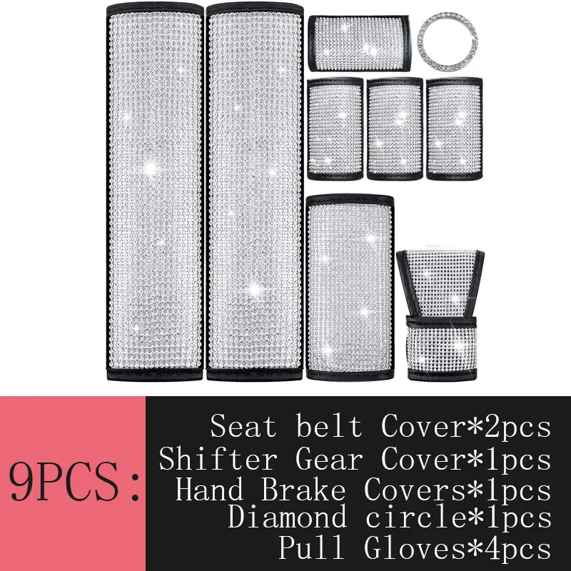 

Crystal Diamond Car Seat Belt Cover Shoulder Pads Protection Cushion Protector Safety Belts Auto Hand Brake Covers Accessories