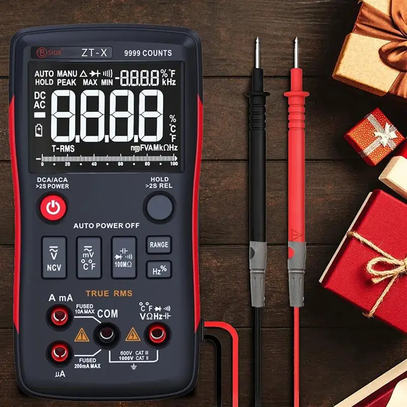 

ZT-X Digital Multimeter 9999 True RMS 3 Line Display Button Design Temperature Capacitance AC DC Voltage Current Multi Meter