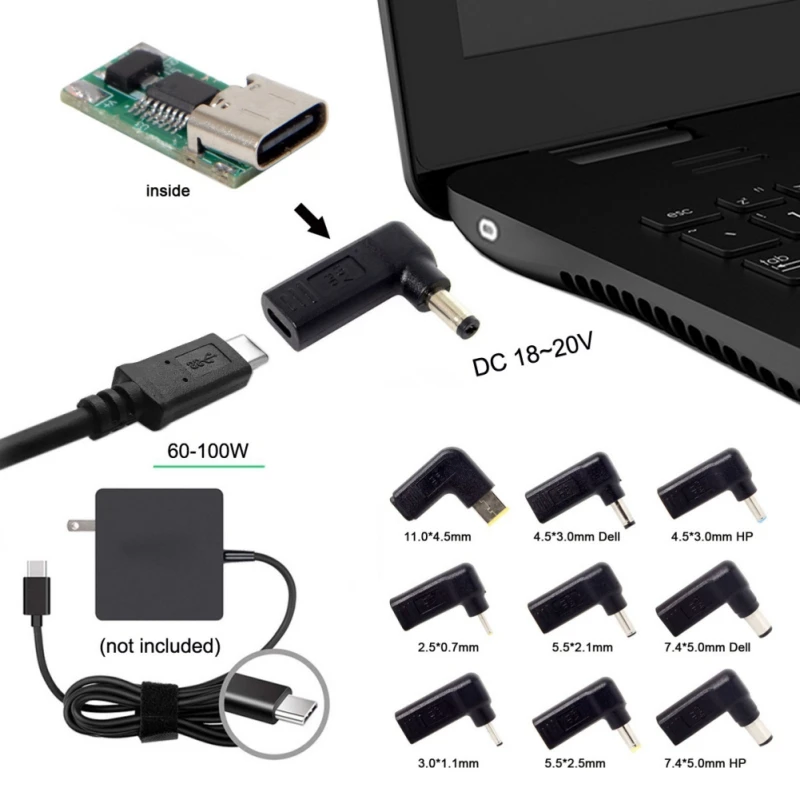 Разъем адаптера питания для ноутбука Dc штекер usb type C Женский к универсальному