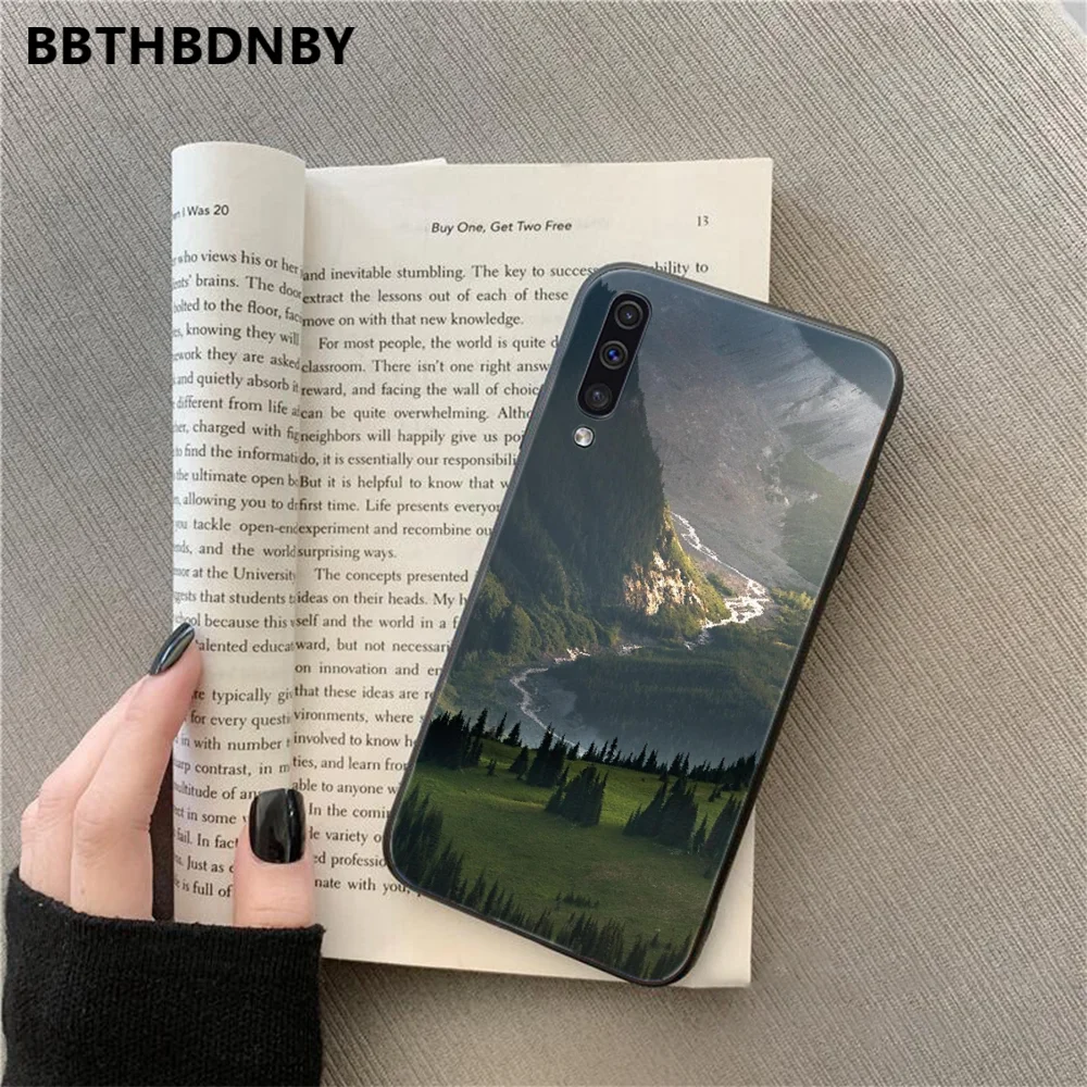 Travel mountain road scenery TPU black Phone Case Cover Hull For Samsung S6 S7 edge S8 S9 S10 e plus A10 A50 A70 note8 J7 2017 | Мобильные