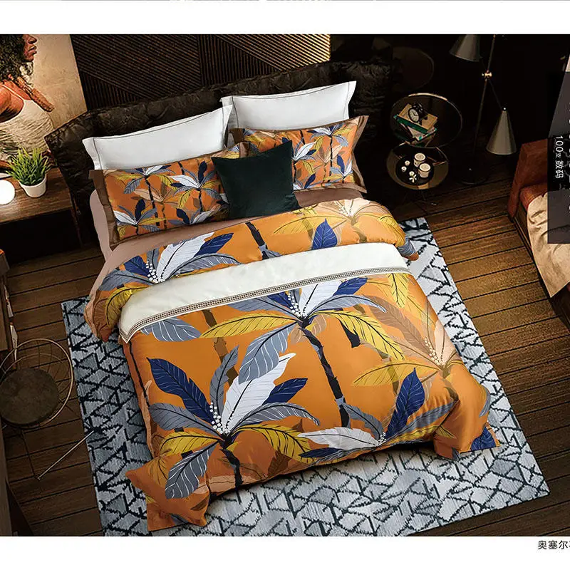 Комплект постельного белья из 100-х египетского хлопка желтое постельное белье