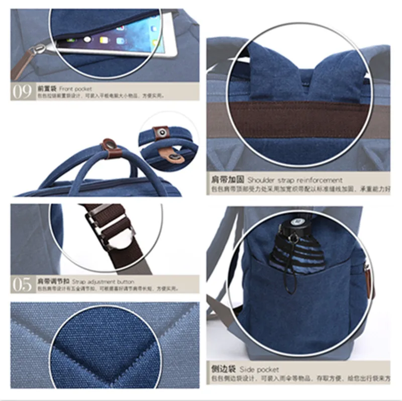 Мужской холщовый рюкзак Scione винтажный школьный для мужчин и женщин дорожный на