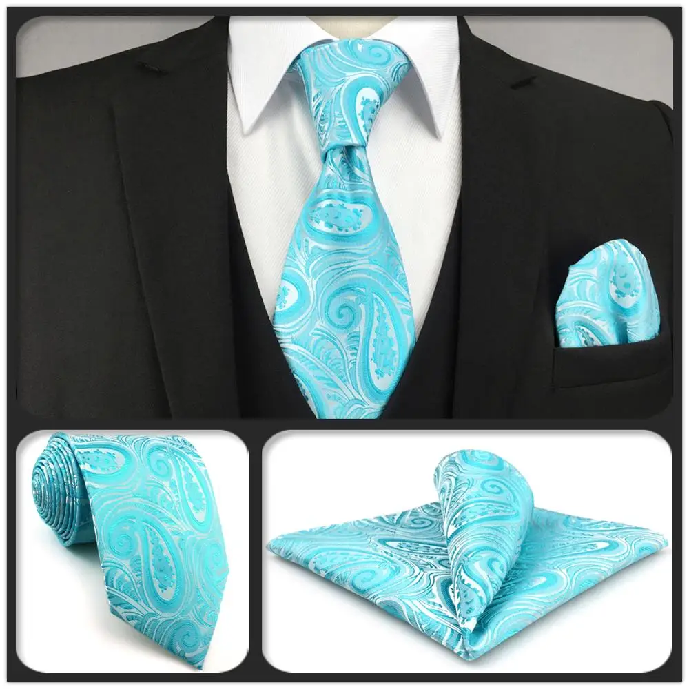 E34 светильник синий Пейсли Шелковый мужской галстук бабочка набор бирюзовые