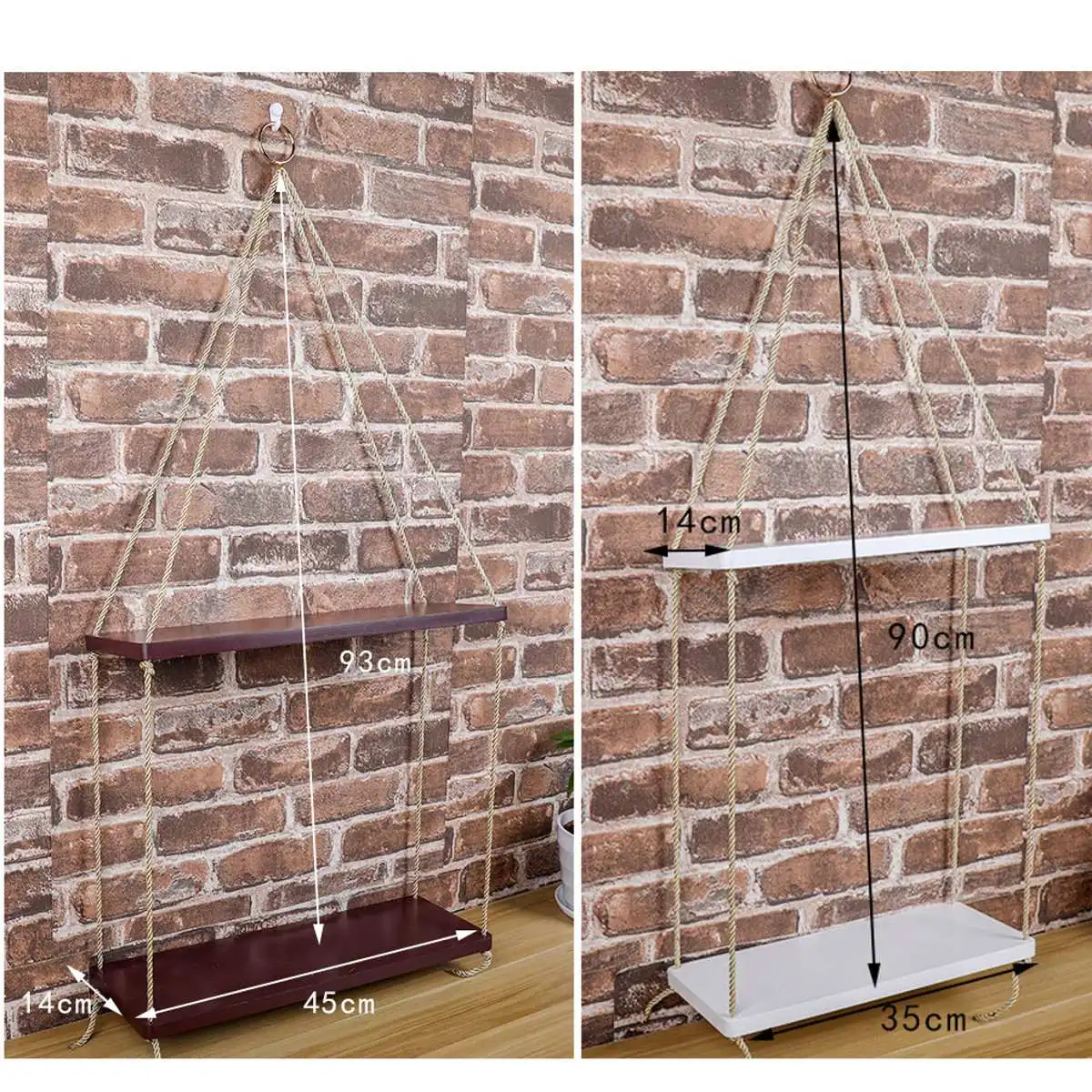 

New 2 Tiers Wall Shelf Hanging Flowers Pots Stand Holder Wall Partition Ornament Storage Rack Organizer Home Office Decoration