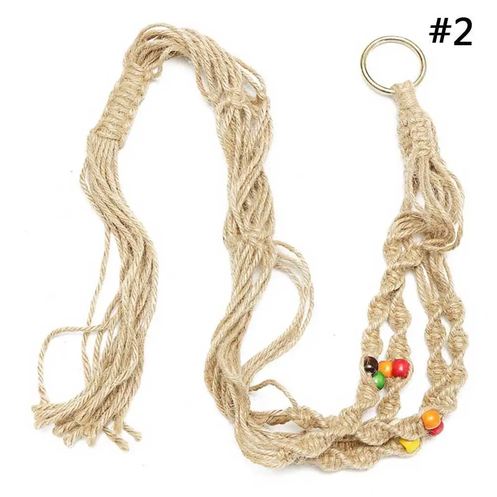 B With decoration 1 шт. Плетеный горшок из пеньковой веревки, цветочный горшок с подвеской, держатель для растений, макраме, винтажное украшение для сада - Цвет: B With decoration