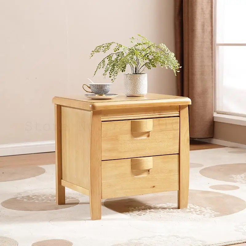 Прикроватный столик из массива дерева и резины простой скандинавский деревянный