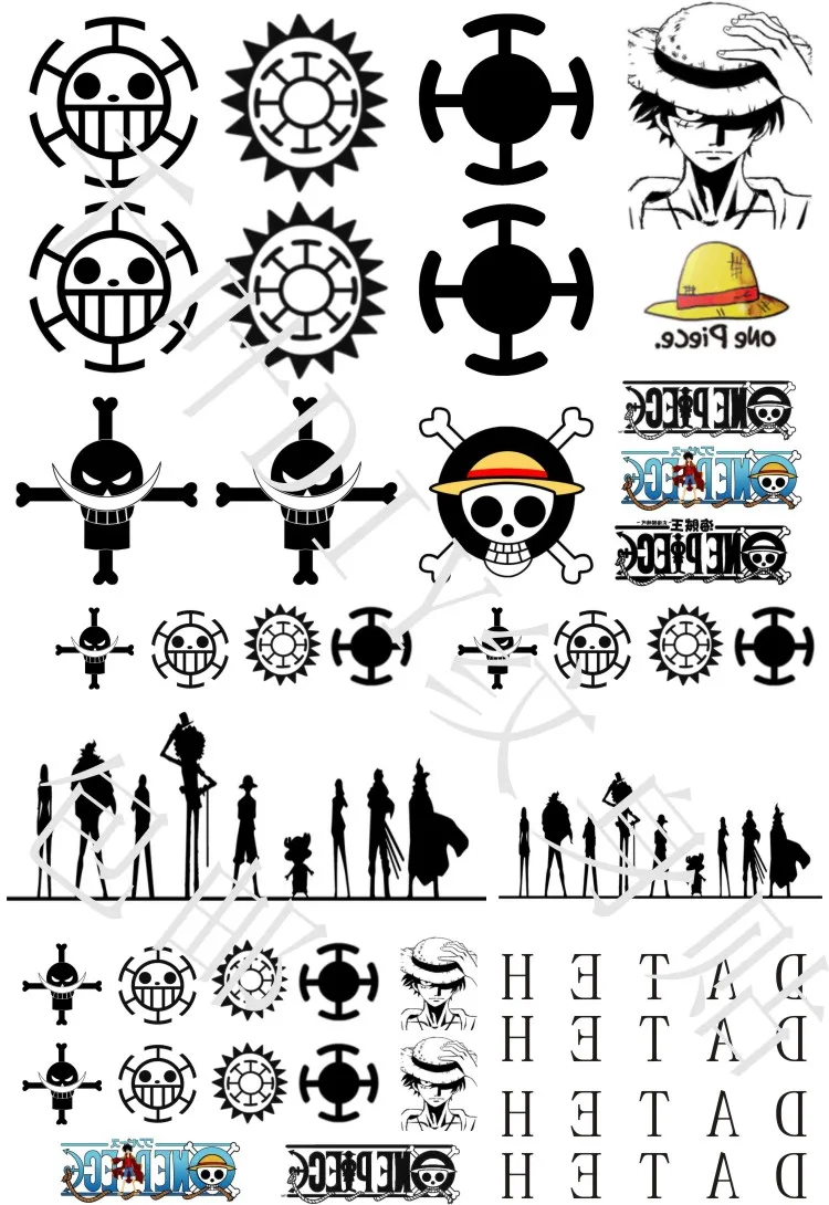 Аниме One Piece Ace Luffy Trafalgar Law Nami Водонепроницаемая Временная переводная тату