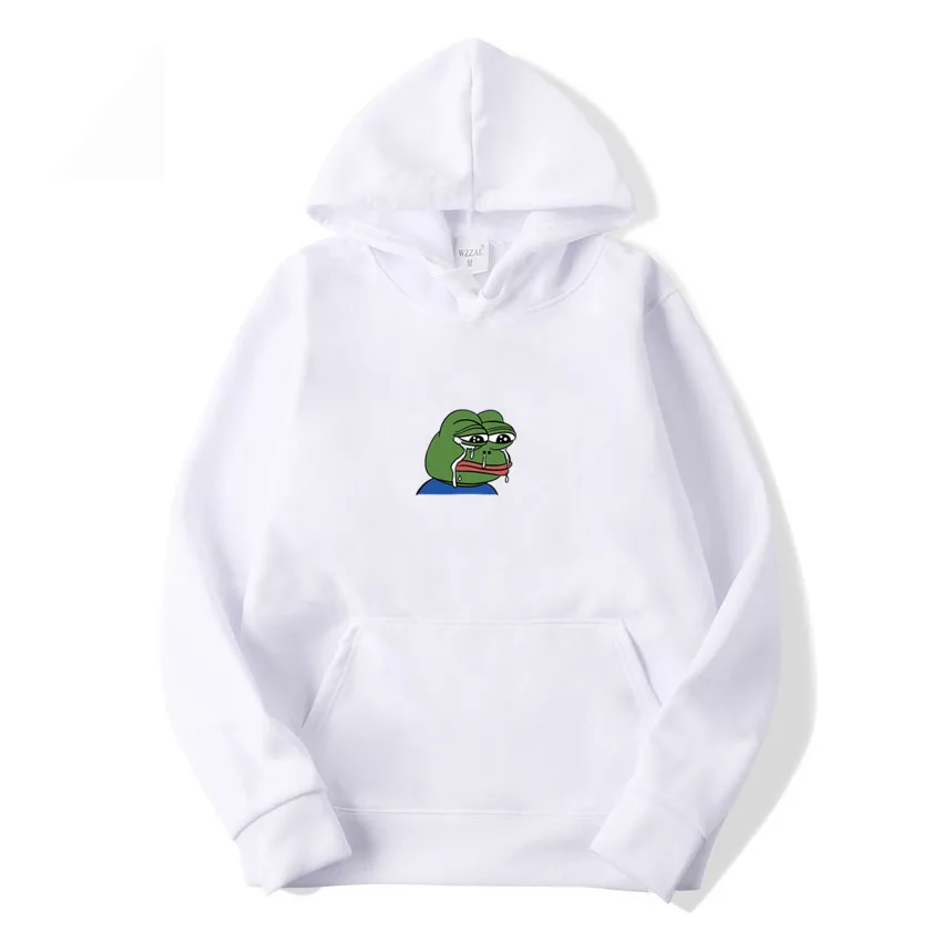 

Fashion men's hoodie graffiti print sad frog hoodie sweatshirt men's hip hop fleece new yellow pink men and women hooded suit