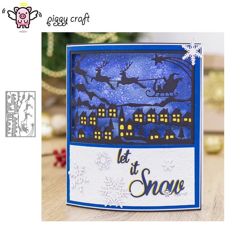 

Piggy Craft metal cutting dies cut die mold Christmas rectangular frame Scrapbook paper craft knife mould blade punch stencil