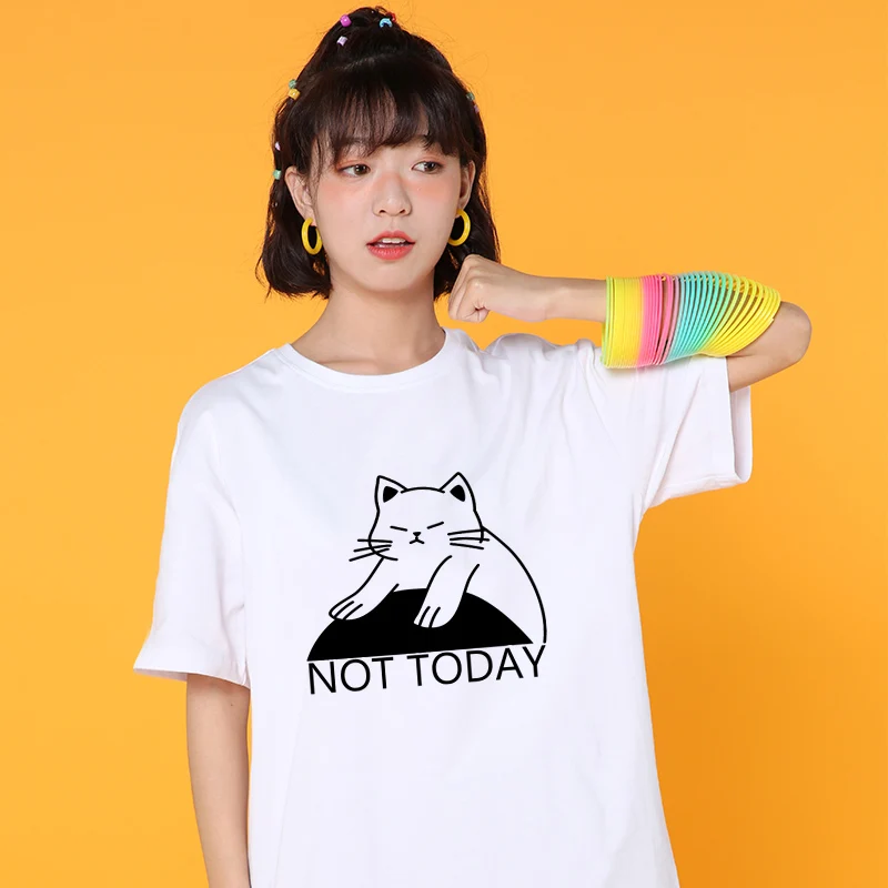 Летняя хлопковая Футболка с принтом Not Today Женская Повседневная футболка
