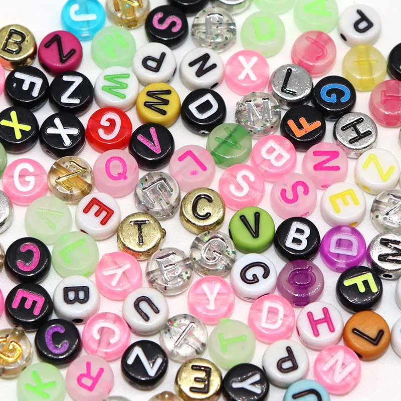 

Mixed Alphabet bead Letter Acrylic Beads Round Flat Digital Cube Loose Spaced Beads for Jewelry Making